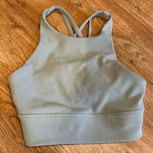 Lululemon Energy High Neck, Longline Ribbed Bra Green Fern color